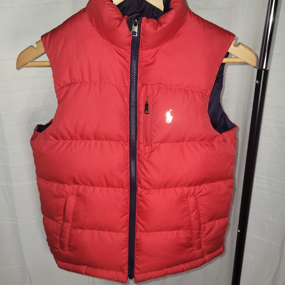 Ralph lauren boys' reversible vest jacket size 14. This item is slightly worn.
